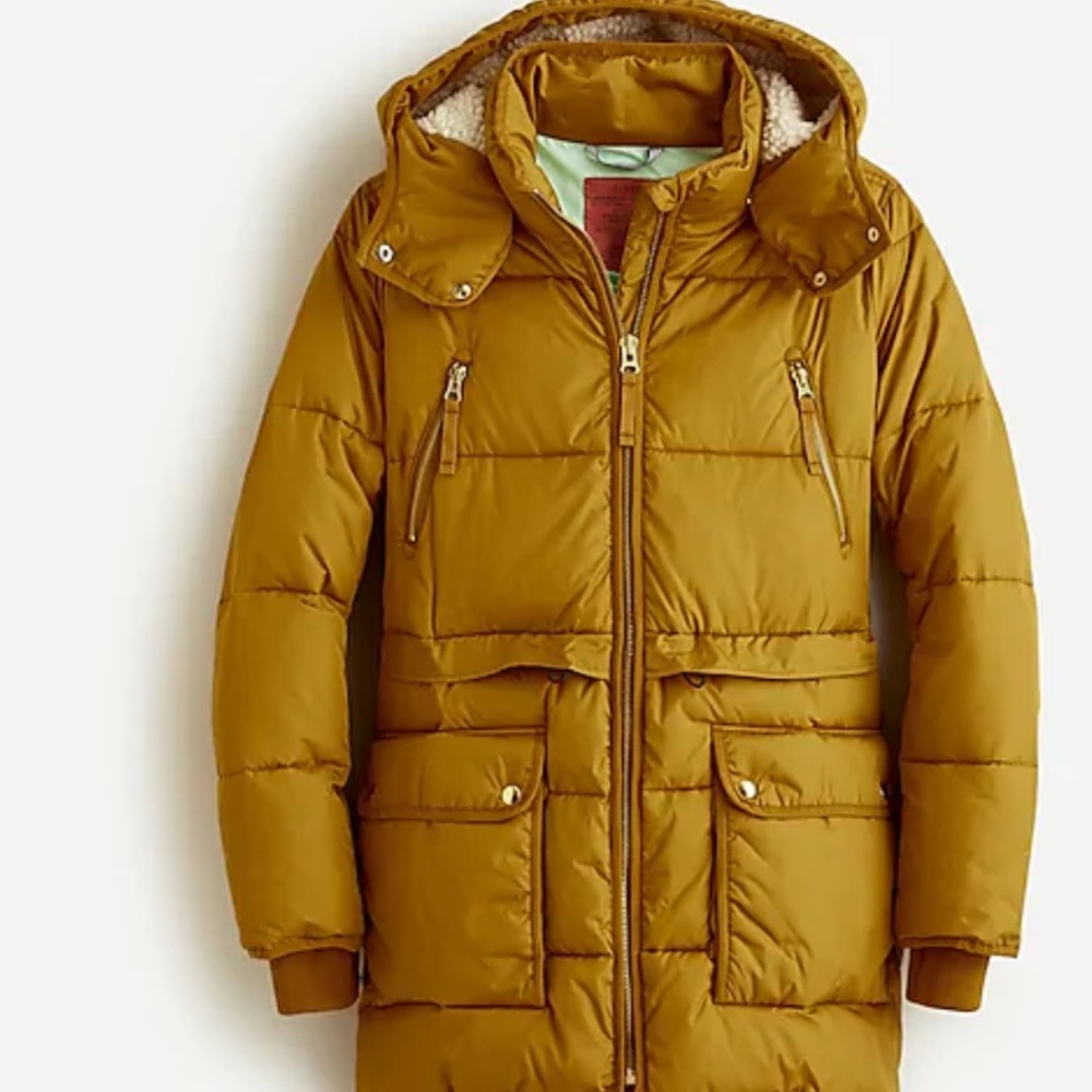Nwt jcrew puffer coat 🧥💕medium topaz(golden mustard)